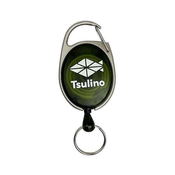 カラビナ型ピンオンリール(クリアカーキ)